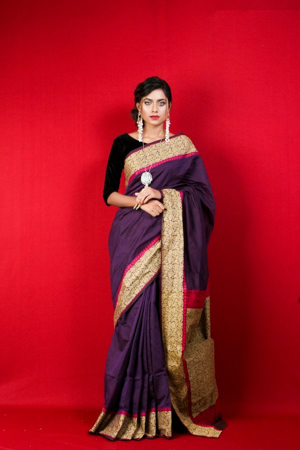 Traditional Poly-Georgette Floral Printed Saree with Blouse Piece (5.5m + 0.8m)